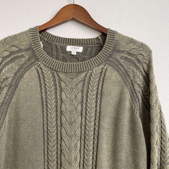 Umgee USA SweaterS Womens M Olive green Pullover Fishermen Chucky Knit Grandma - Picture 2 of 12